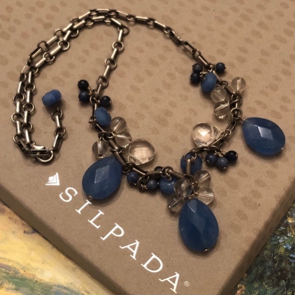 Vintage Silpada Sterling Silver Blue Quartz Sodalite and Crystal Necklace N1242 - Picture 7 of 10